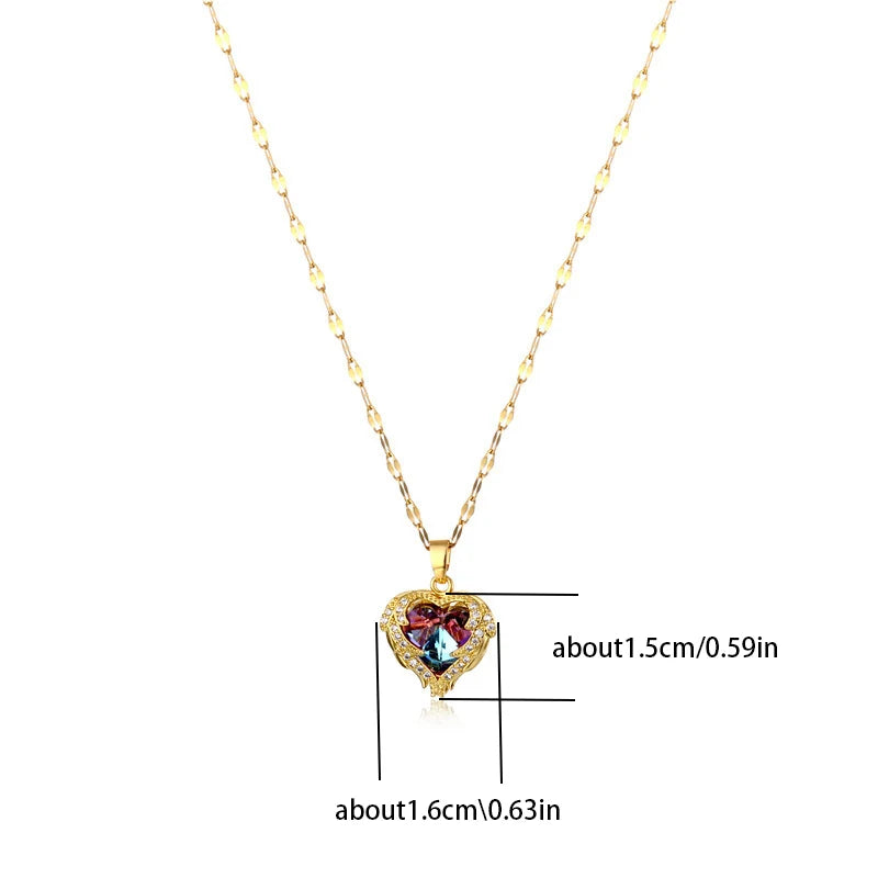 Rainbow Heart Pendant Necklace