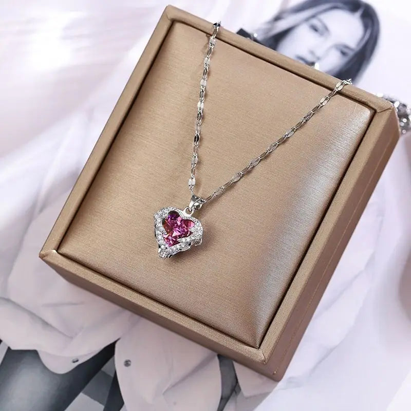 Rainbow Heart Pendant Necklace