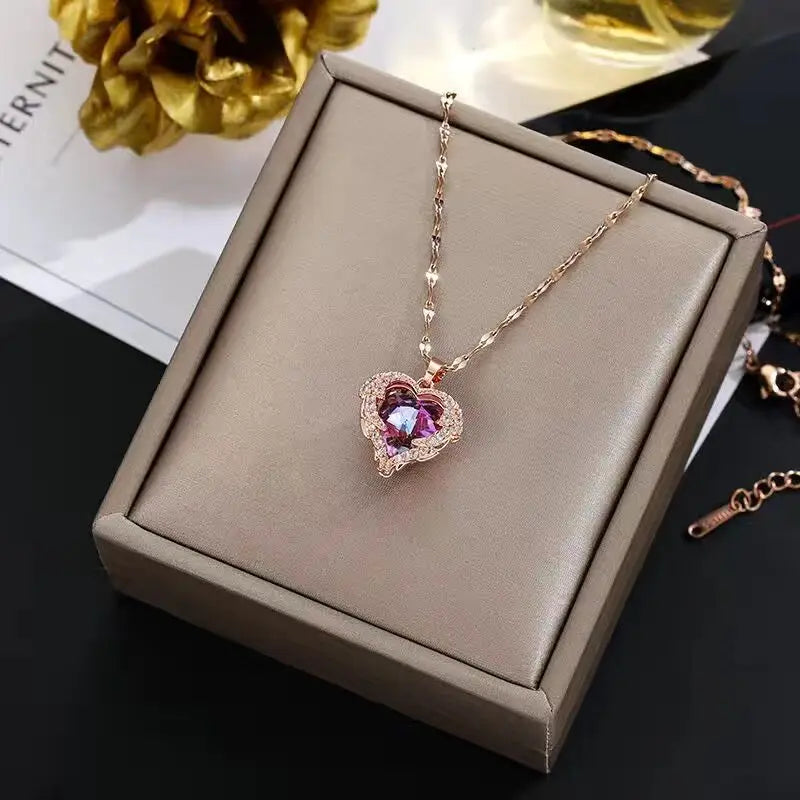 Rainbow Heart Pendant Necklace